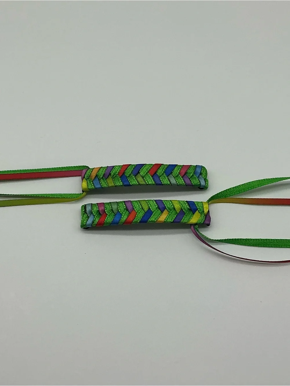 Green and Rainbow 80s Barrettes & 12 Rainbow Jelly Bracelets